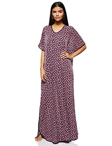 Women's Stretchable Floral Printed V Neck Home Gown